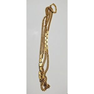 Vintage‎ Signed Monet Long Gold Tone Necklace Single Strand 55"